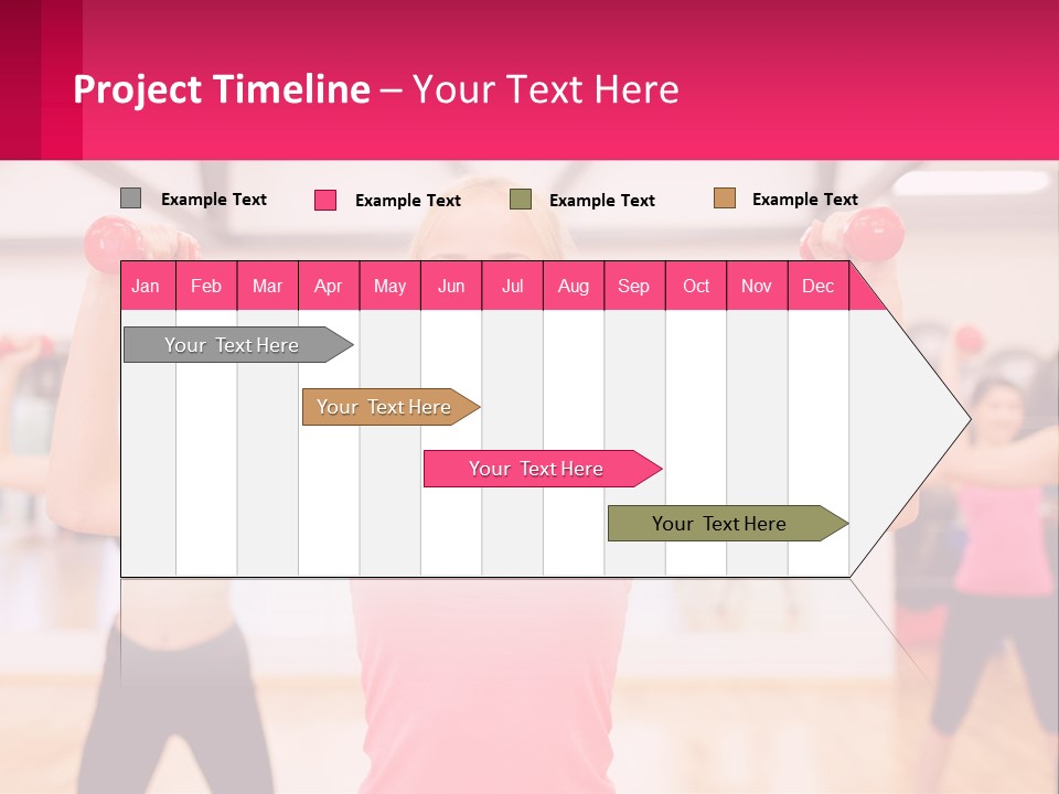 A Group Of Women Doing Exercises With Dumbbells PowerPoint Template
