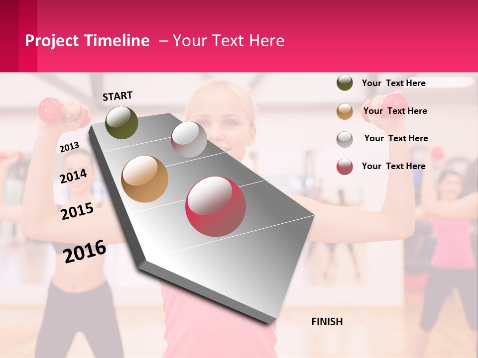A Group Of Women Doing Exercises With Dumbbells PowerPoint Template