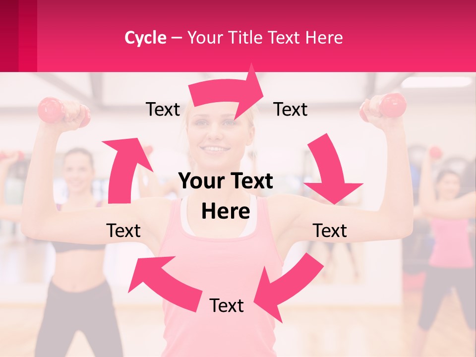 A Group Of Women Doing Exercises With Dumbbells PowerPoint Template