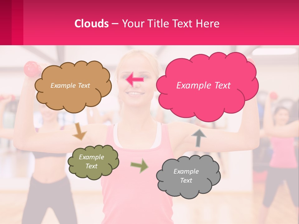 A Group Of Women Doing Exercises With Dumbbells PowerPoint Template