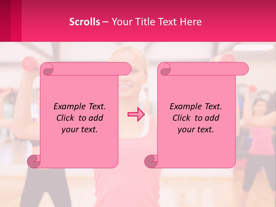 A Group Of Women Doing Exercises With Dumbbells PowerPoint Template
