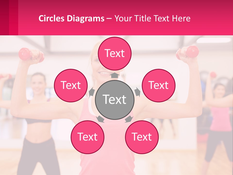 A Group Of Women Doing Exercises With Dumbbells PowerPoint Template