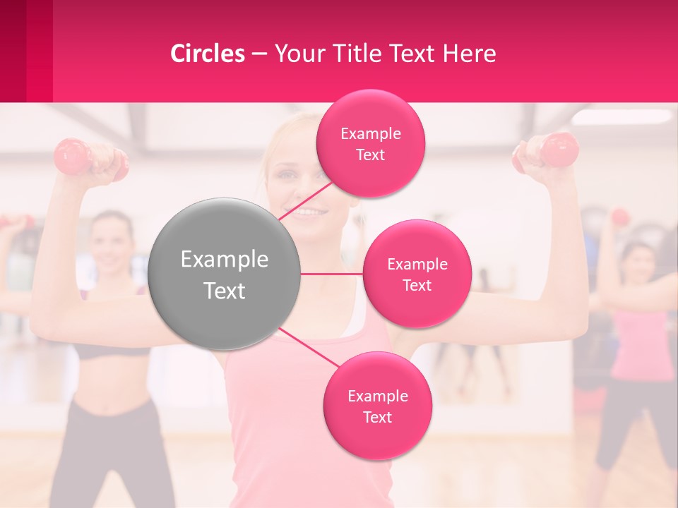 A Group Of Women Doing Exercises With Dumbbells PowerPoint Template