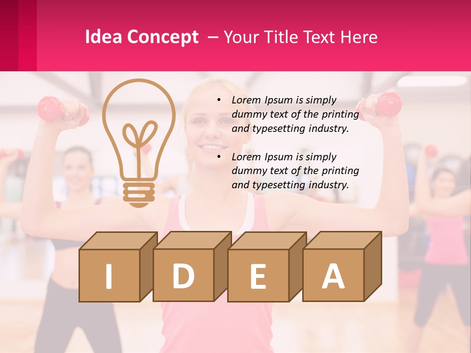 A Group Of Women Doing Exercises With Dumbbells PowerPoint Template