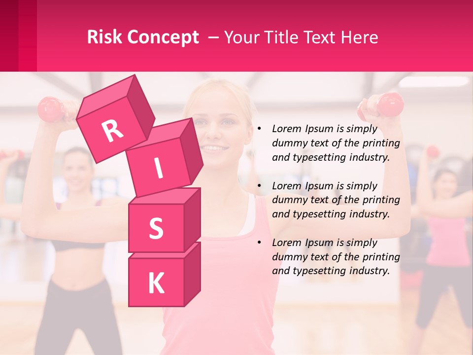 A Group Of Women Doing Exercises With Dumbbells PowerPoint Template