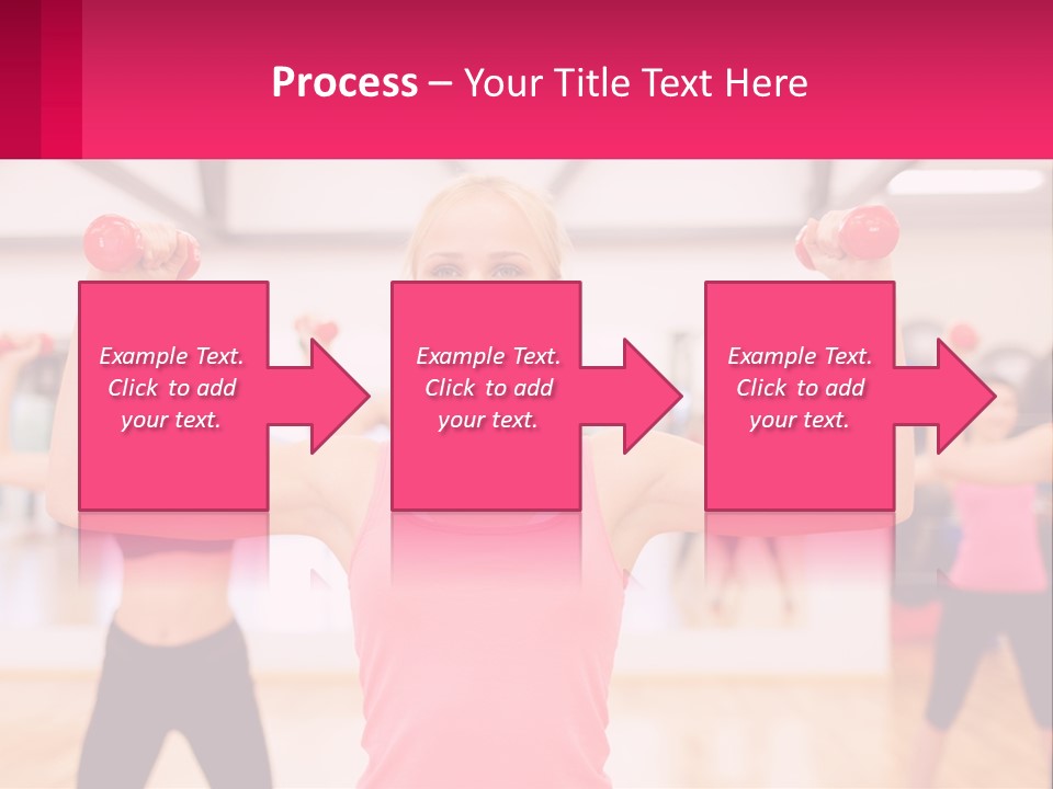 A Group Of Women Doing Exercises With Dumbbells PowerPoint Template