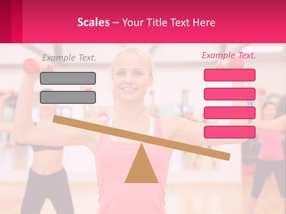 A Group Of Women Doing Exercises With Dumbbells PowerPoint Template
