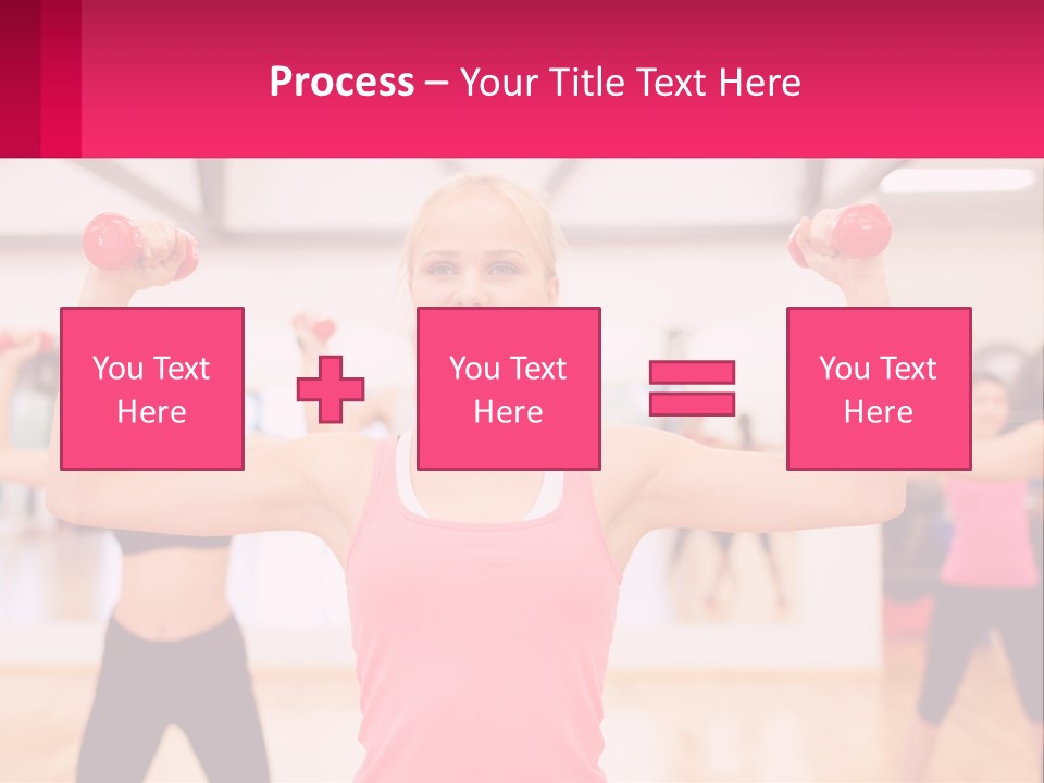 A Group Of Women Doing Exercises With Dumbbells PowerPoint Template
