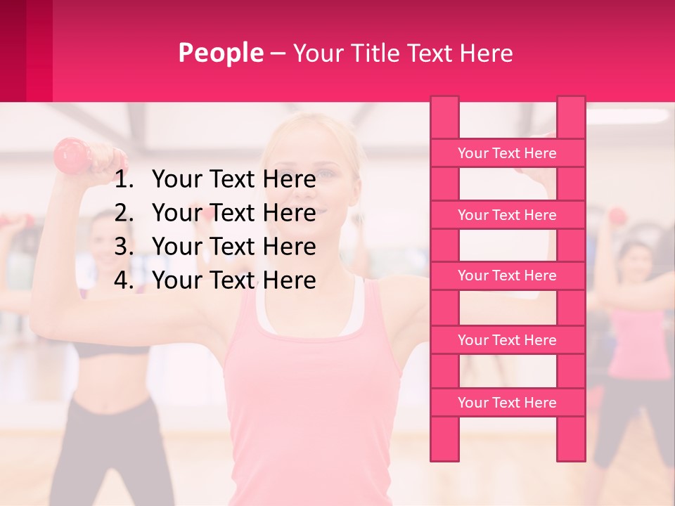 A Group Of Women Doing Exercises With Dumbbells PowerPoint Template