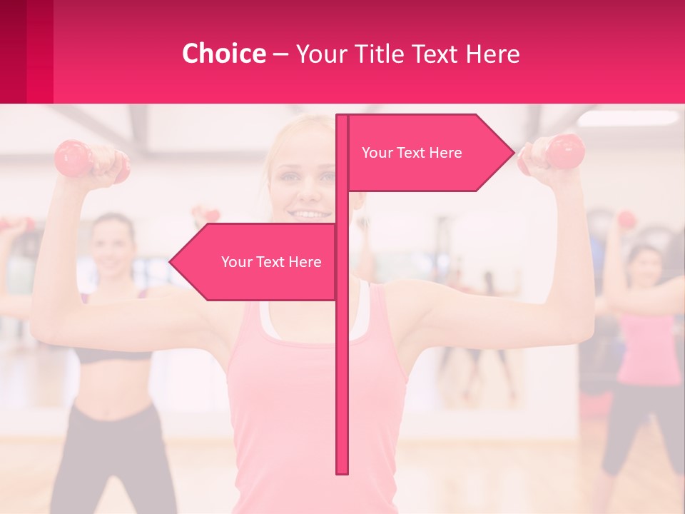 A Group Of Women Doing Exercises With Dumbbells PowerPoint Template