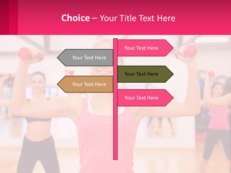 A Group Of Women Doing Exercises With Dumbbells PowerPoint Template