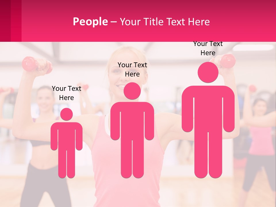 A Group Of Women Doing Exercises With Dumbbells PowerPoint Template