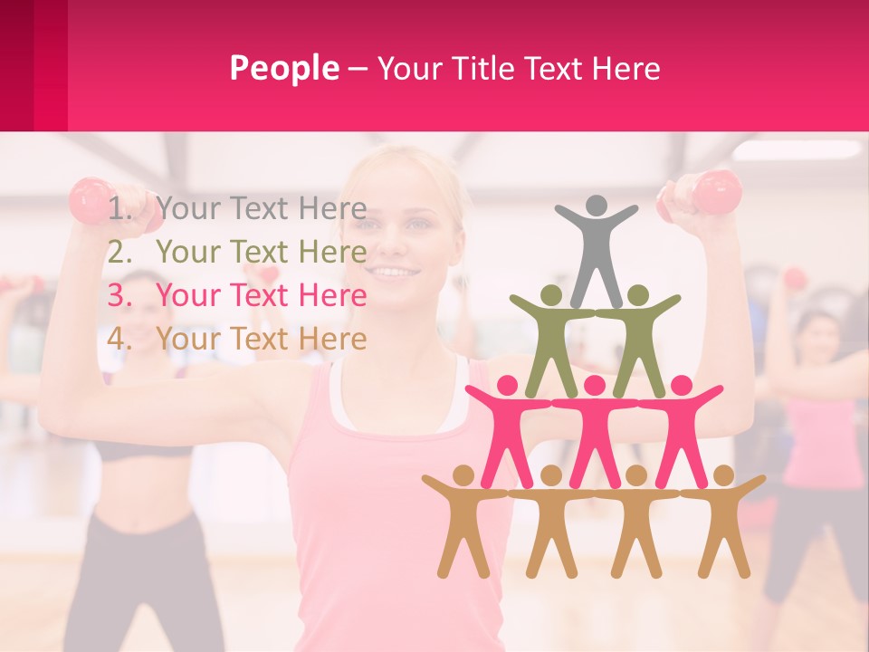 A Group Of Women Doing Exercises With Dumbbells PowerPoint Template