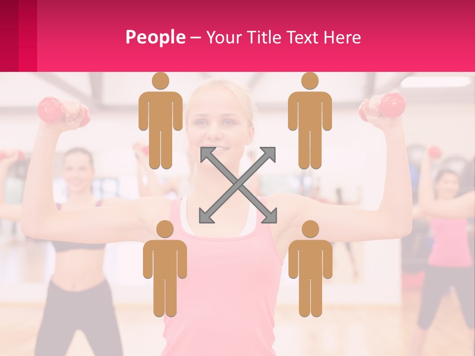 A Group Of Women Doing Exercises With Dumbbells PowerPoint Template