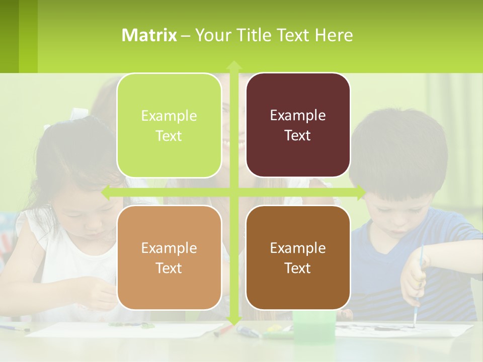 A Woman Sitting At A Table With Two Children PowerPoint Template