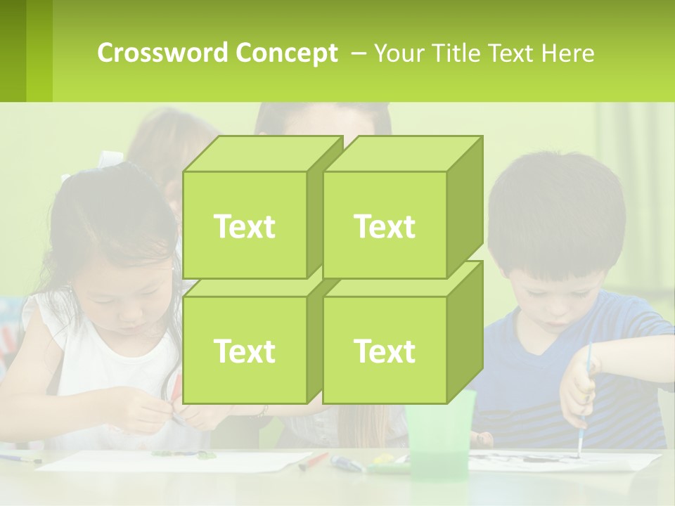 A Woman Sitting At A Table With Two Children PowerPoint Template