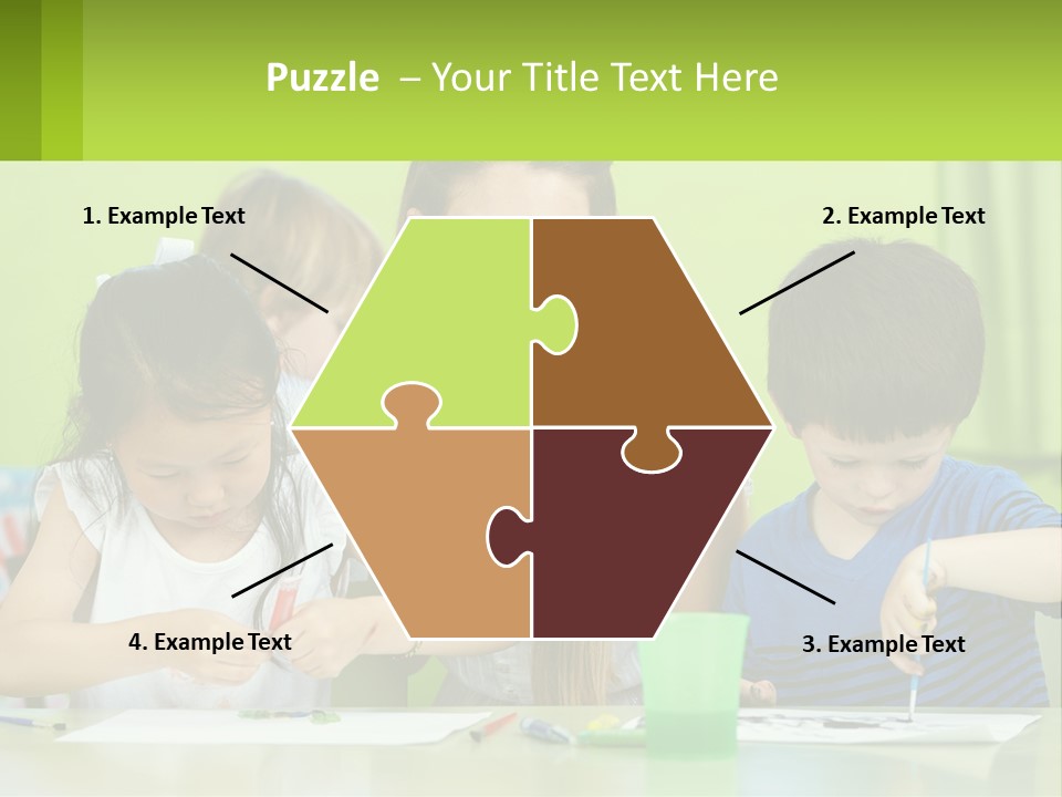 A Woman Sitting At A Table With Two Children PowerPoint Template