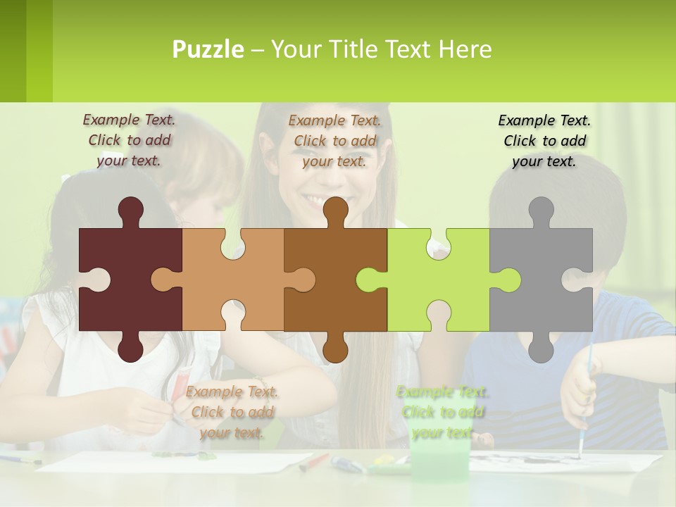 A Woman Sitting At A Table With Two Children PowerPoint Template