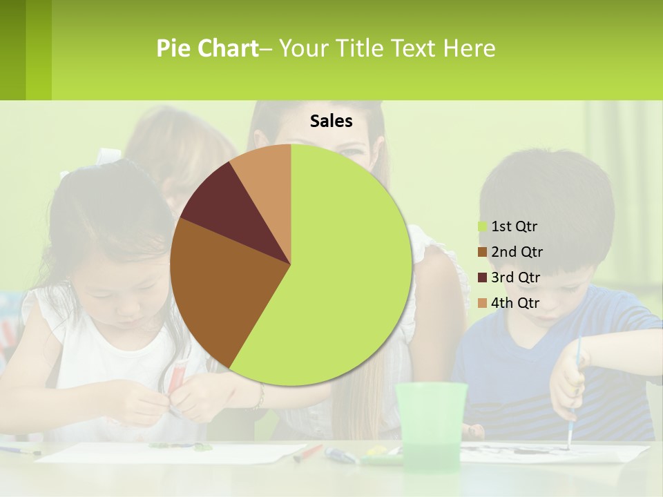 A Woman Sitting At A Table With Two Children PowerPoint Template