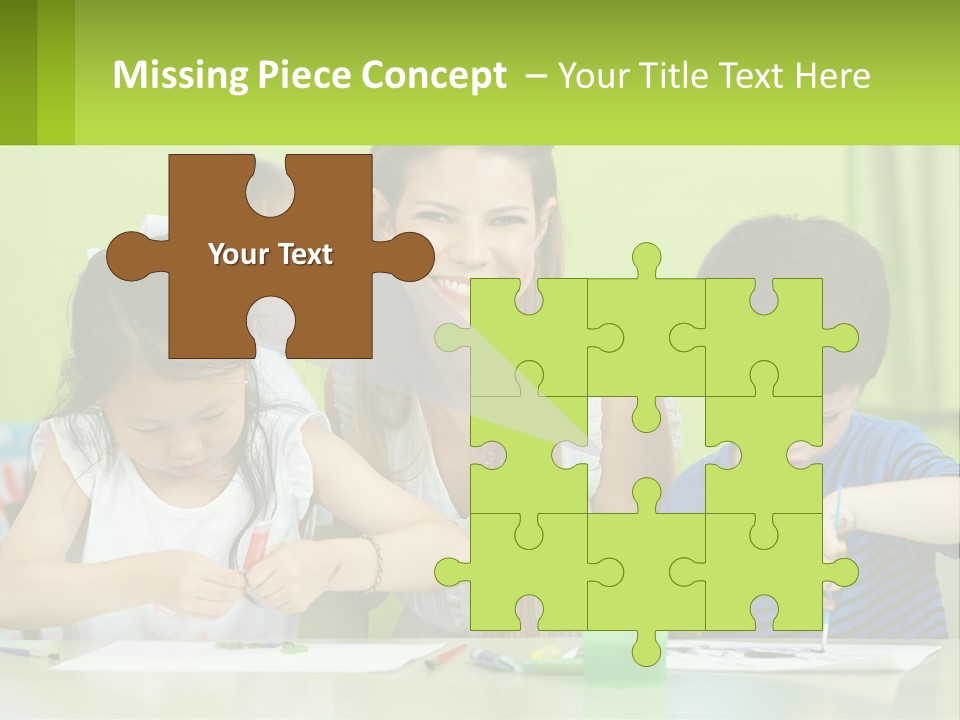 A Woman Sitting At A Table With Two Children PowerPoint Template