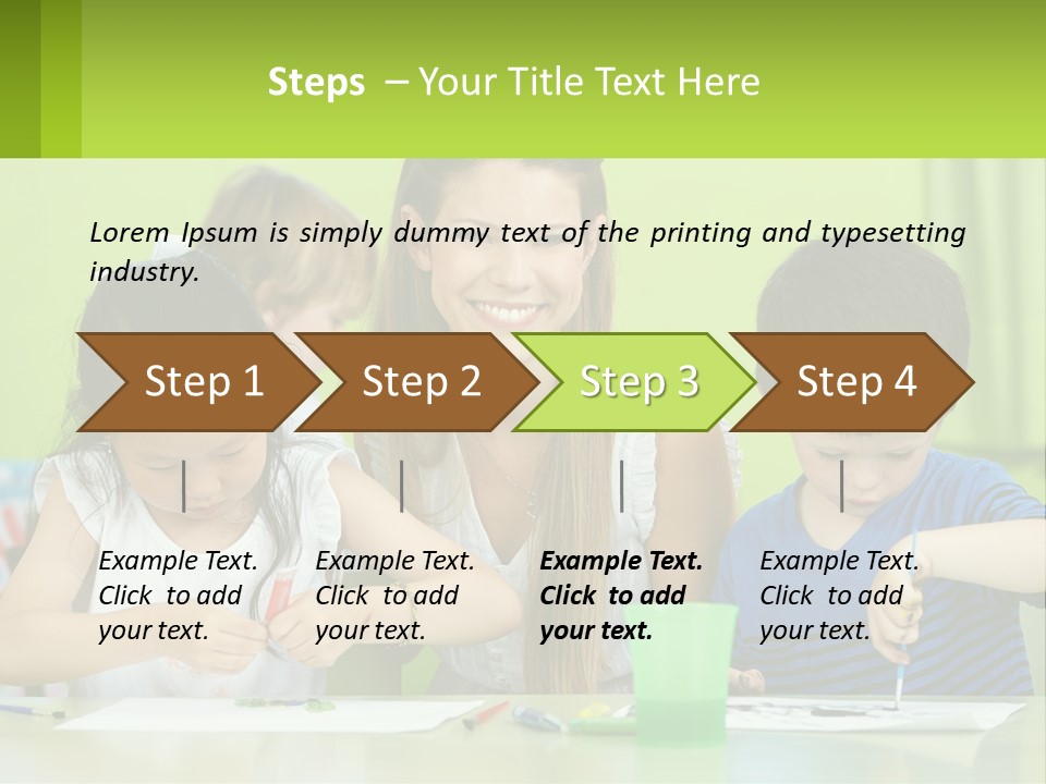 A Woman Sitting At A Table With Two Children PowerPoint Template