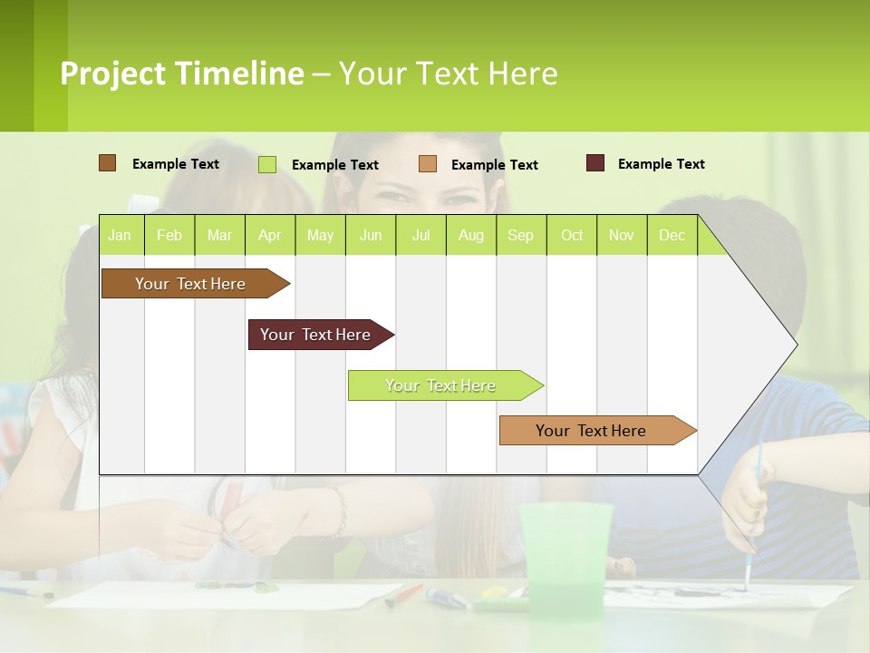 A Woman Sitting At A Table With Two Children PowerPoint Template