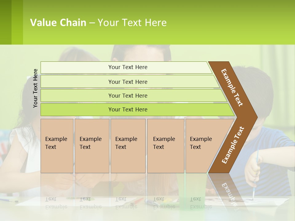 A Woman Sitting At A Table With Two Children PowerPoint Template