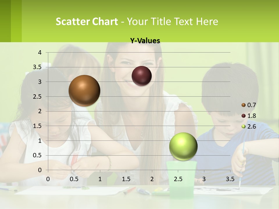 A Woman Sitting At A Table With Two Children PowerPoint Template
