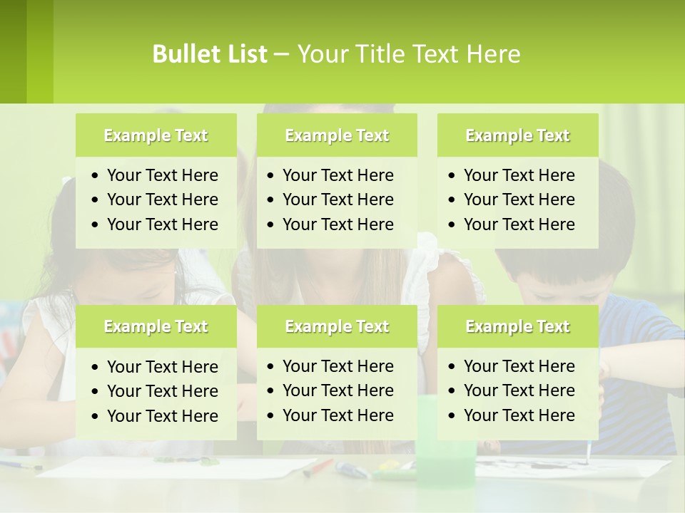 A Woman Sitting At A Table With Two Children PowerPoint Template