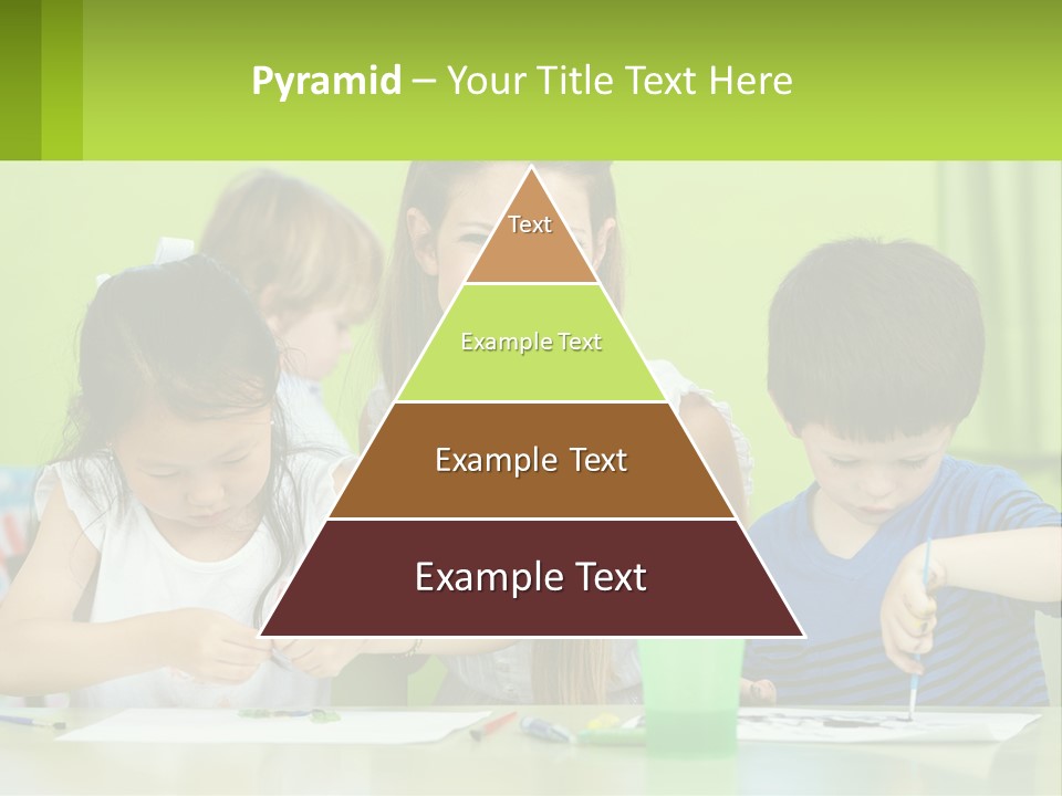 A Woman Sitting At A Table With Two Children PowerPoint Template