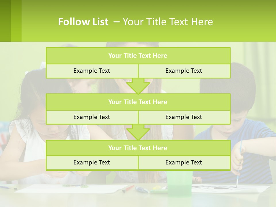 A Woman Sitting At A Table With Two Children PowerPoint Template