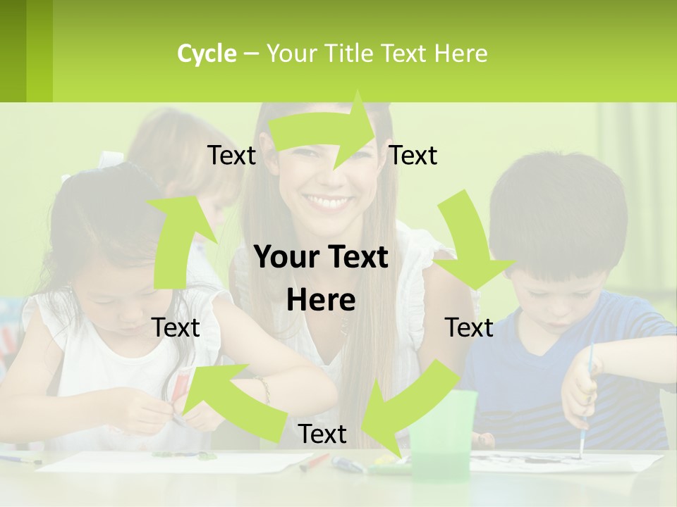 A Woman Sitting At A Table With Two Children PowerPoint Template