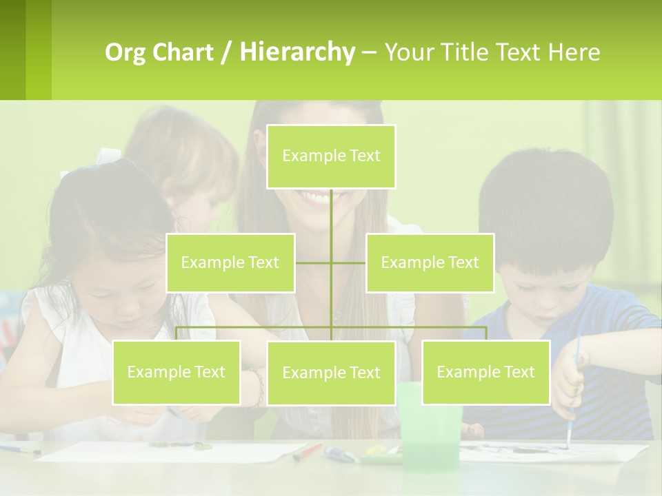 A Woman Sitting At A Table With Two Children PowerPoint Template