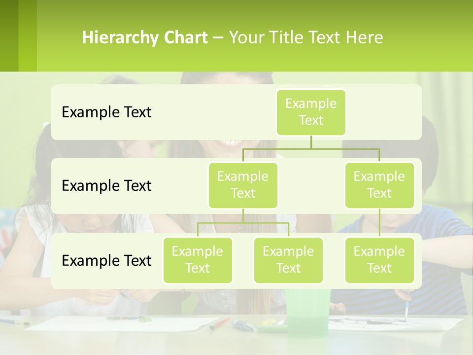 A Woman Sitting At A Table With Two Children PowerPoint Template