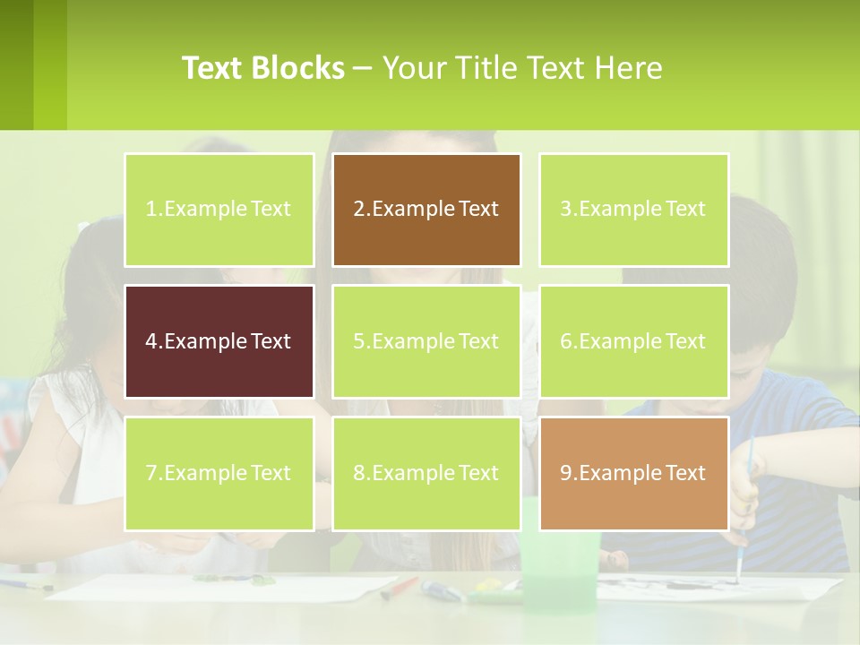A Woman Sitting At A Table With Two Children PowerPoint Template