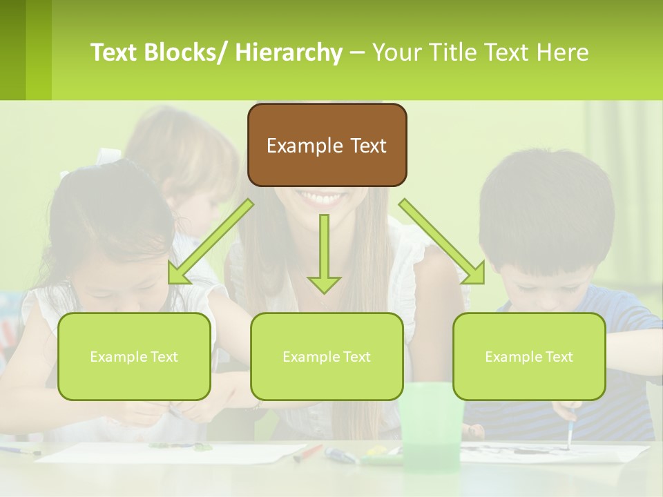 A Woman Sitting At A Table With Two Children PowerPoint Template