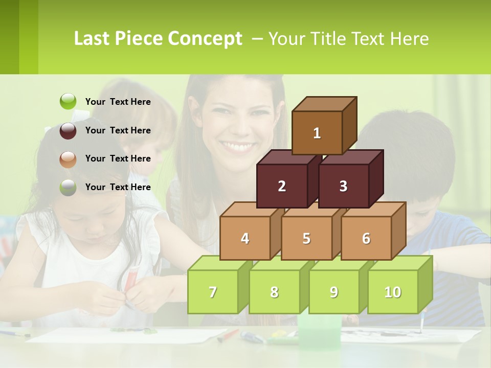 A Woman Sitting At A Table With Two Children PowerPoint Template