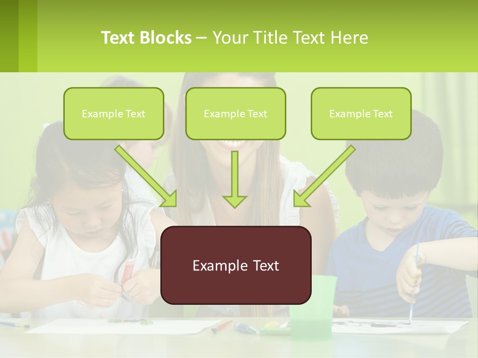 A Woman Sitting At A Table With Two Children PowerPoint Template
