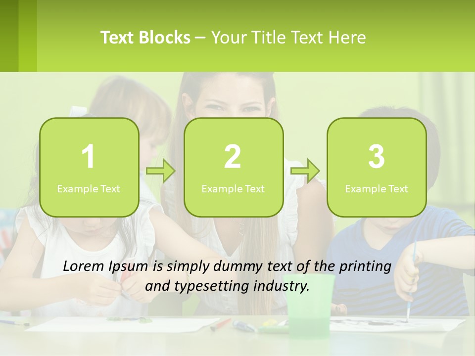 A Woman Sitting At A Table With Two Children PowerPoint Template