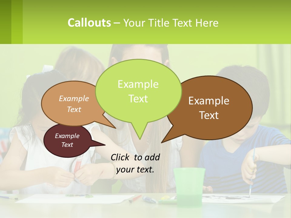 A Woman Sitting At A Table With Two Children PowerPoint Template