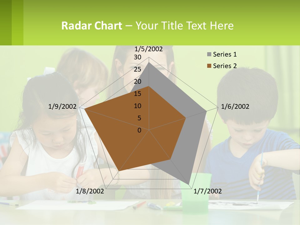 A Woman Sitting At A Table With Two Children PowerPoint Template
