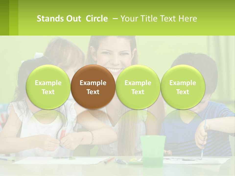 A Woman Sitting At A Table With Two Children PowerPoint Template