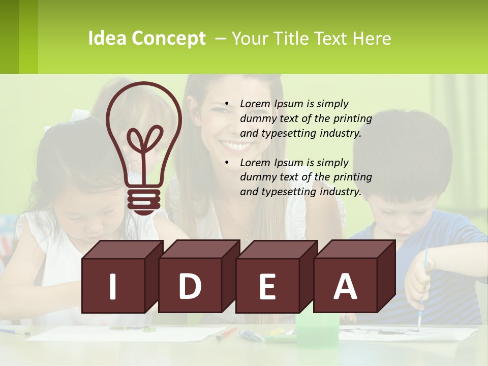 A Woman Sitting At A Table With Two Children PowerPoint Template