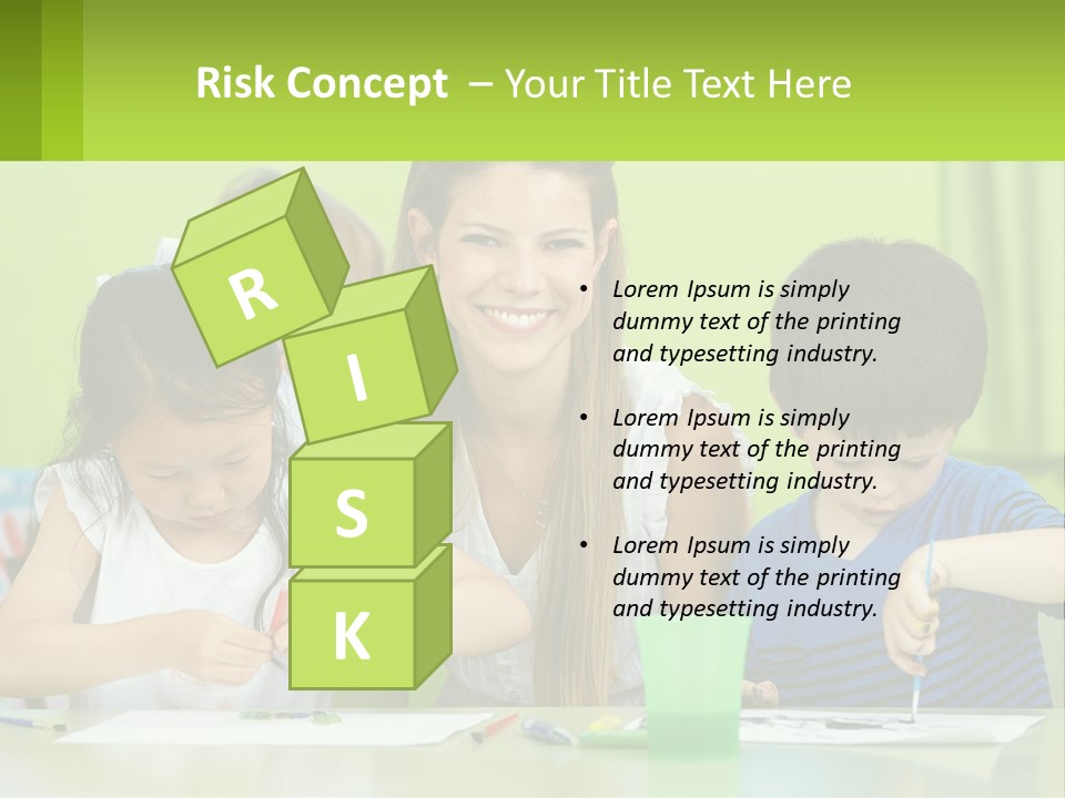 A Woman Sitting At A Table With Two Children PowerPoint Template