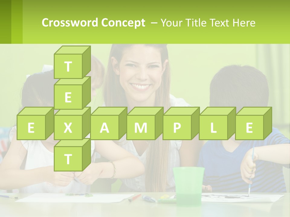 A Woman Sitting At A Table With Two Children PowerPoint Template