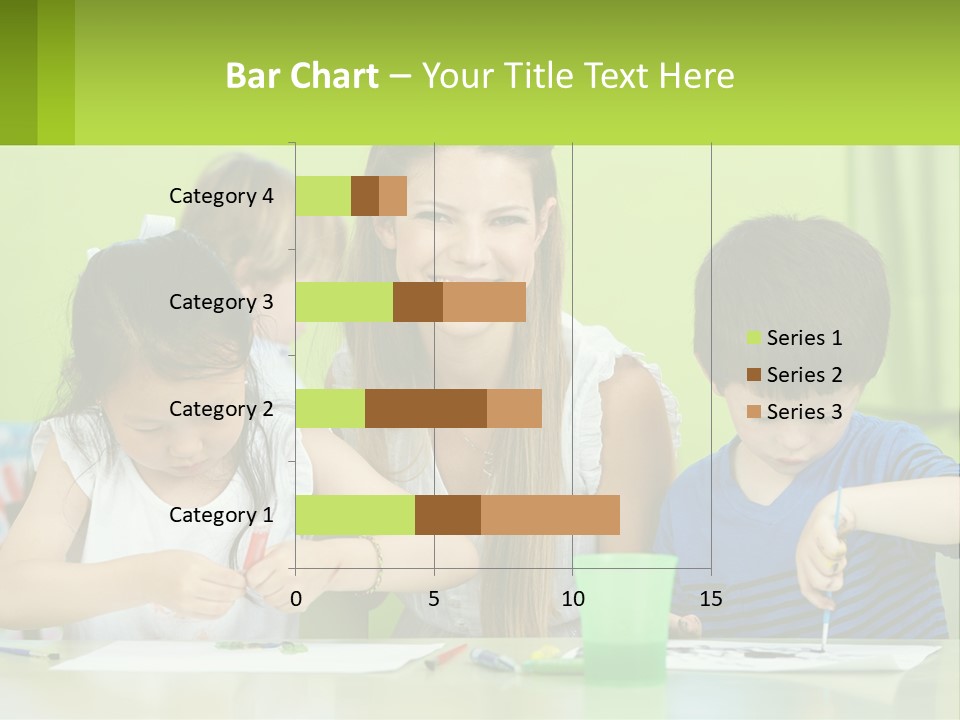A Woman Sitting At A Table With Two Children PowerPoint Template