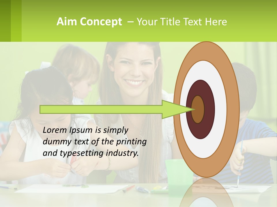 A Woman Sitting At A Table With Two Children PowerPoint Template