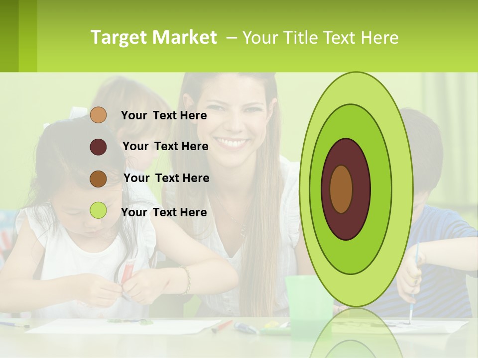 A Woman Sitting At A Table With Two Children PowerPoint Template