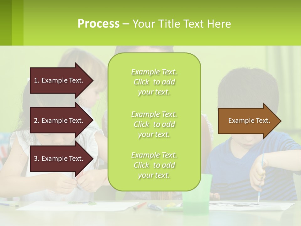 A Woman Sitting At A Table With Two Children PowerPoint Template