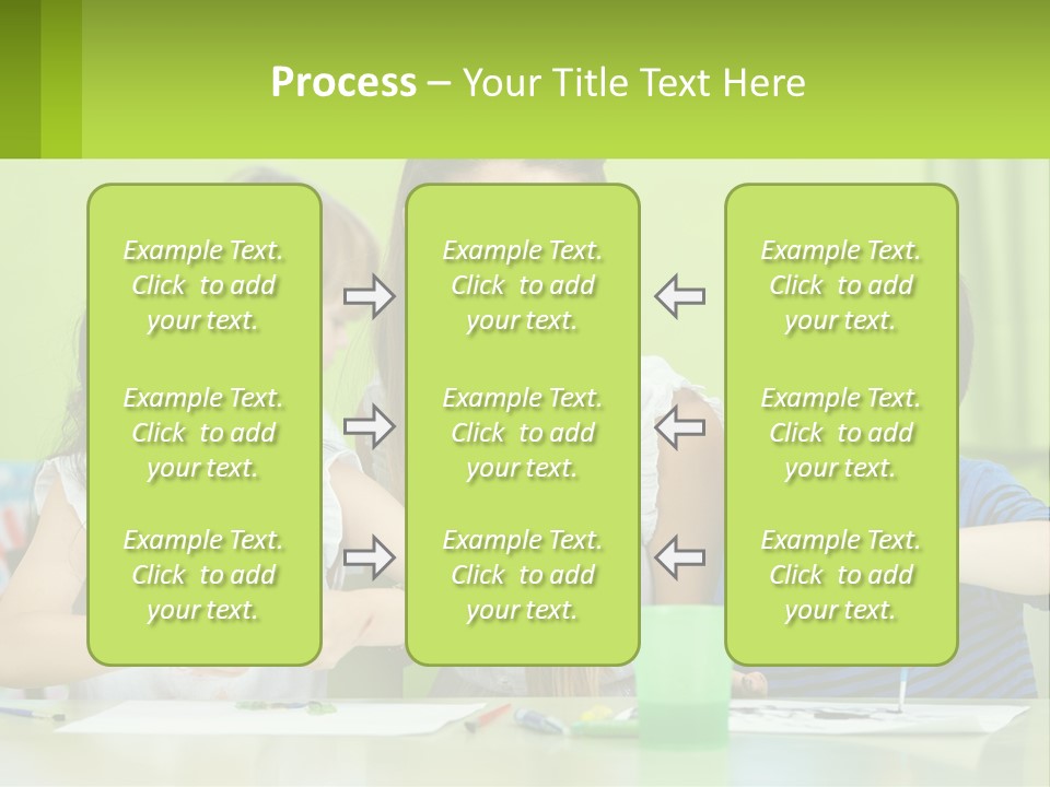 A Woman Sitting At A Table With Two Children PowerPoint Template